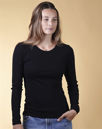 Elsk - Ripp-Langarmshirt - Black